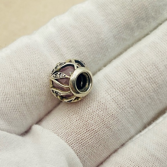 EUC Pandora 791969PCZ Sterling Silver Nature's Radiance Abstract Charm w/ CZ's - Picture 8 of 11